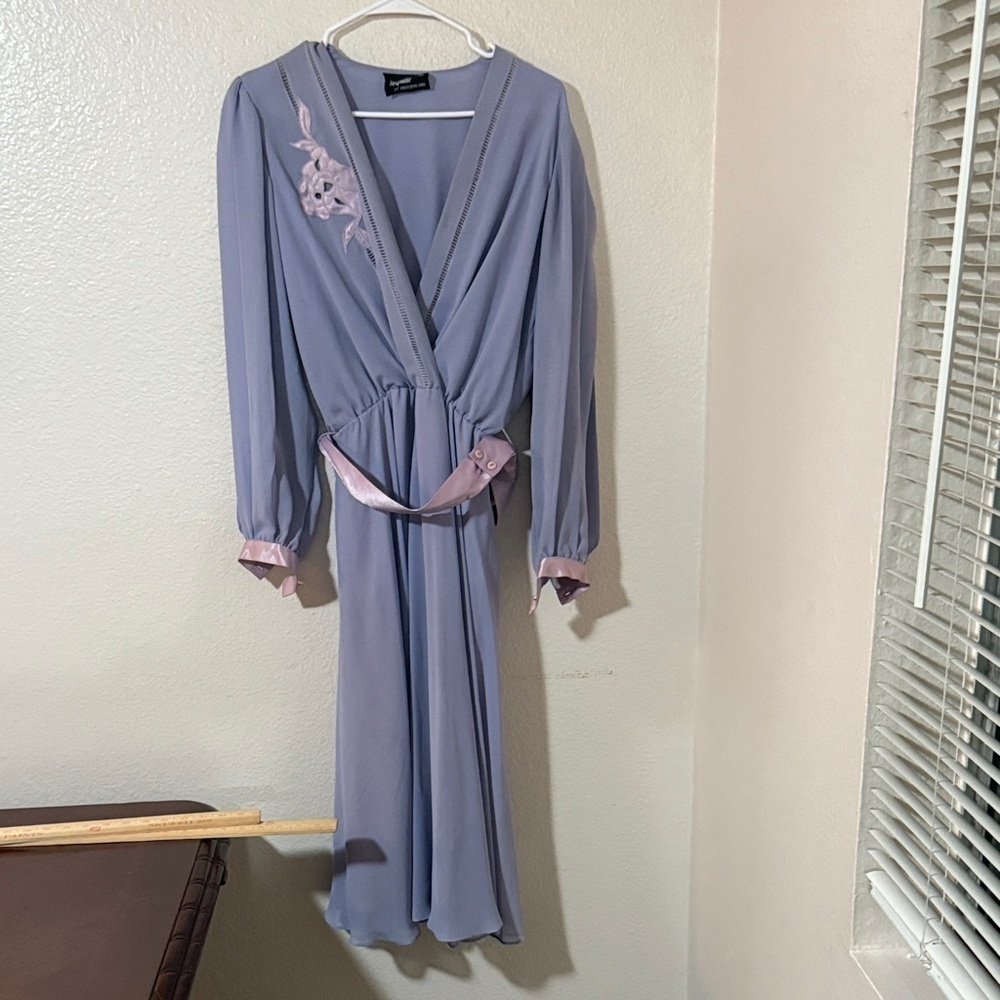 Vintage Ursula of Switzerland Lavender one of a kind dress feminine Pink Accents